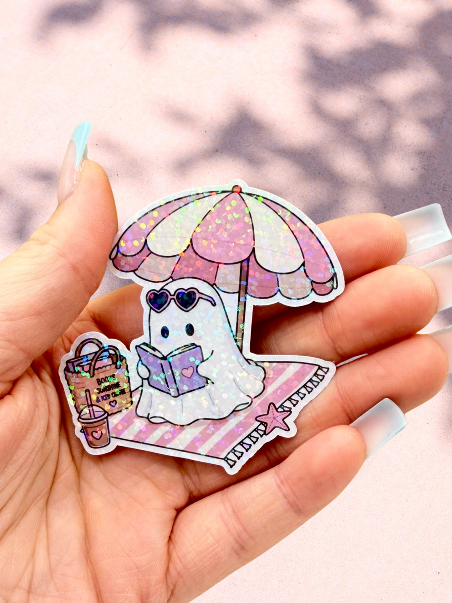 Beach Reading Ghost Sticker | Summer Book Sticker