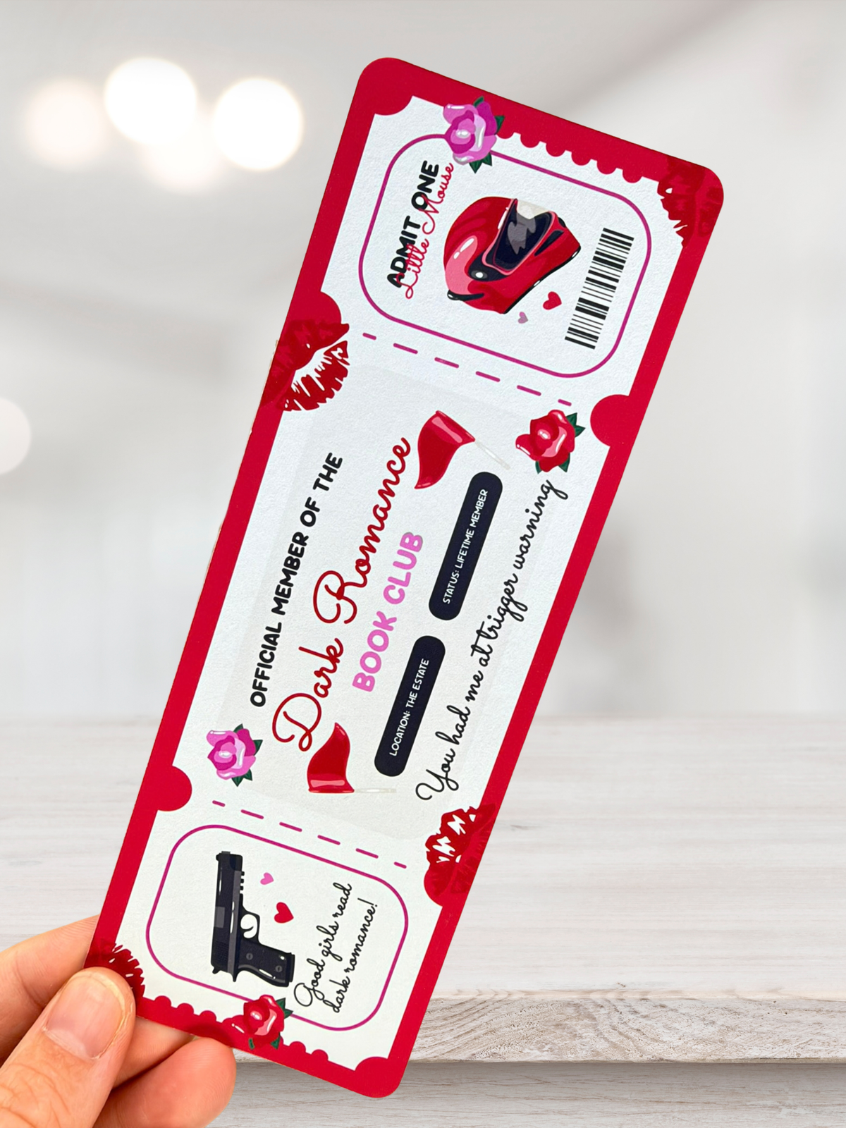 Dark Romance Book Club Bookmark | Ticket Design