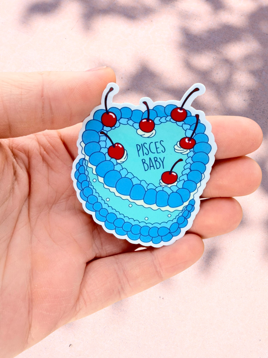 Pisces Birthday Cake Sticker | Astrology Sticker