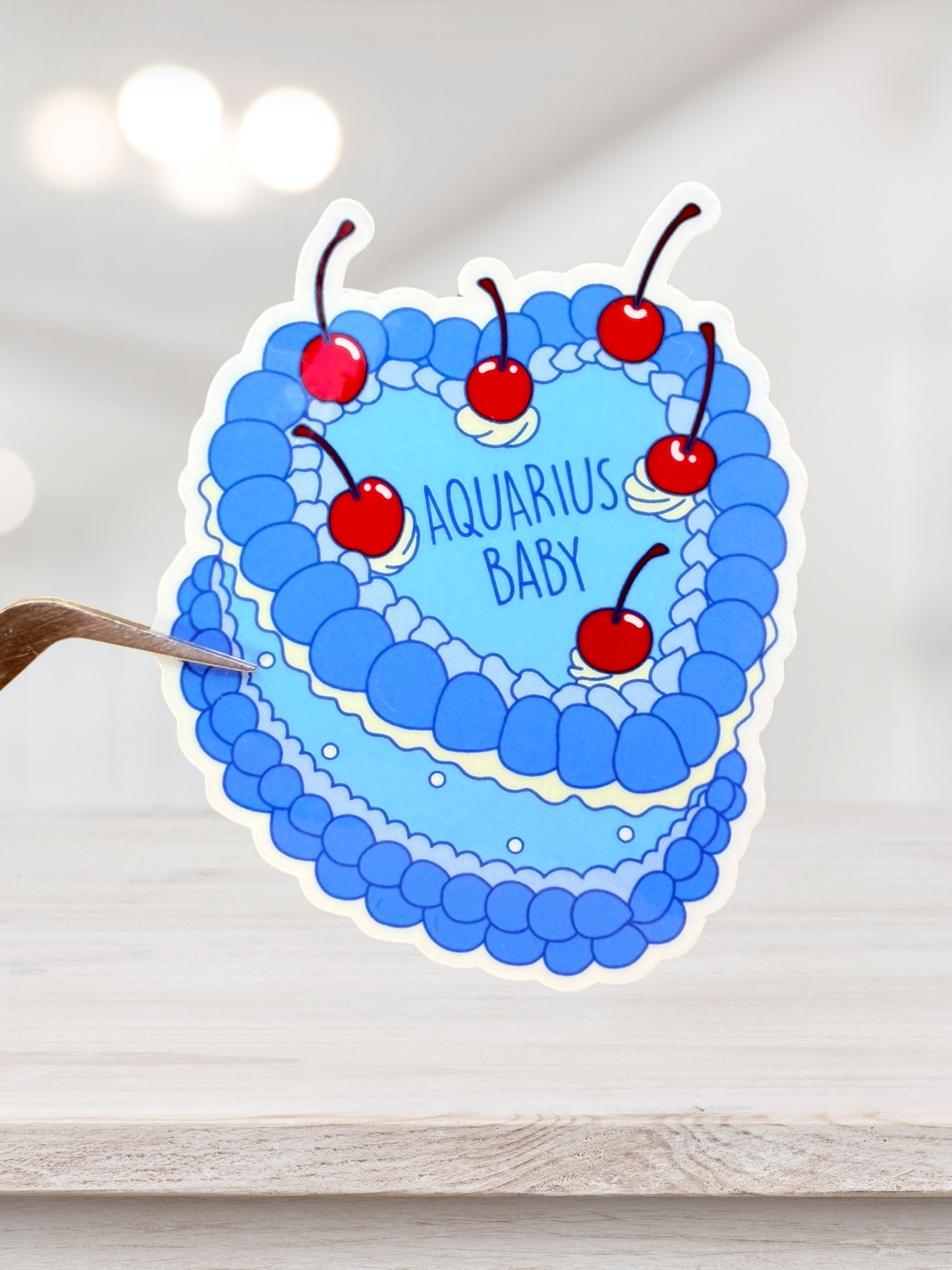Aquarius Birthday Cake Sticker | Astrology Sticker