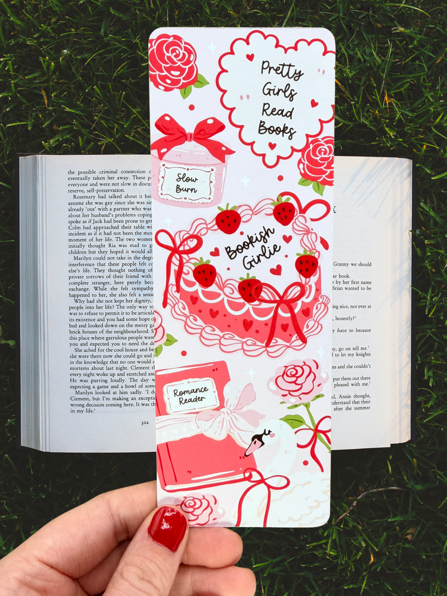 Strawberry Bow Bookmark | Bookish Girly Bookmark