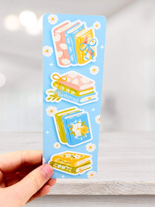 Floral Book Stack Bookmark | Cottagecore Bookmark