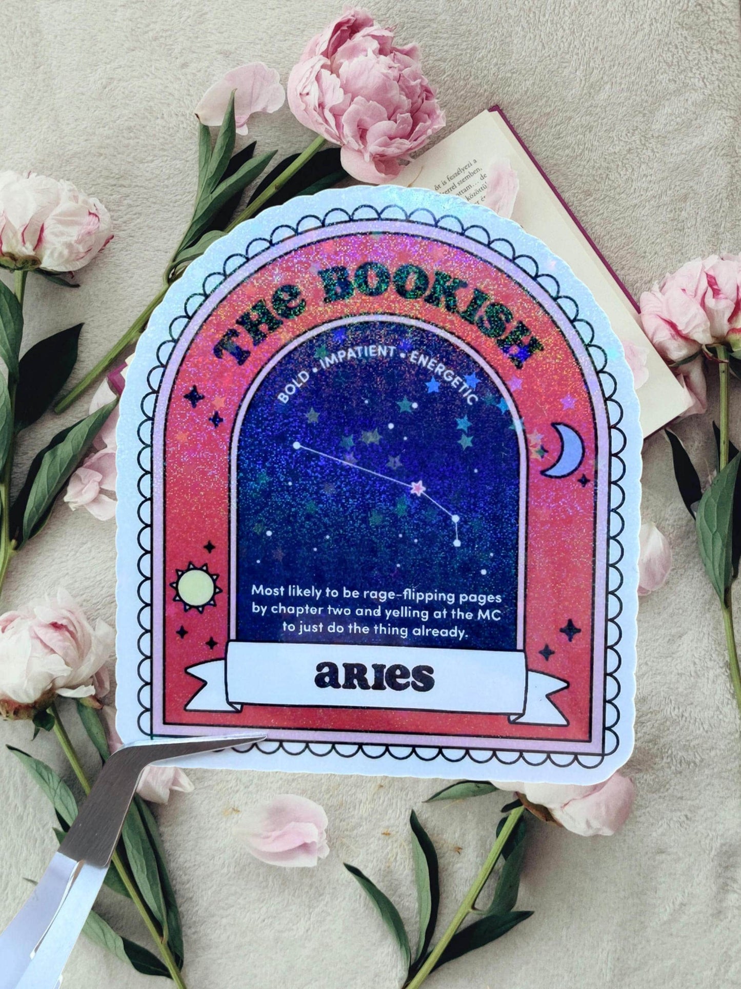 Aries Bookish Sticker | Zodiac Reader Sticker