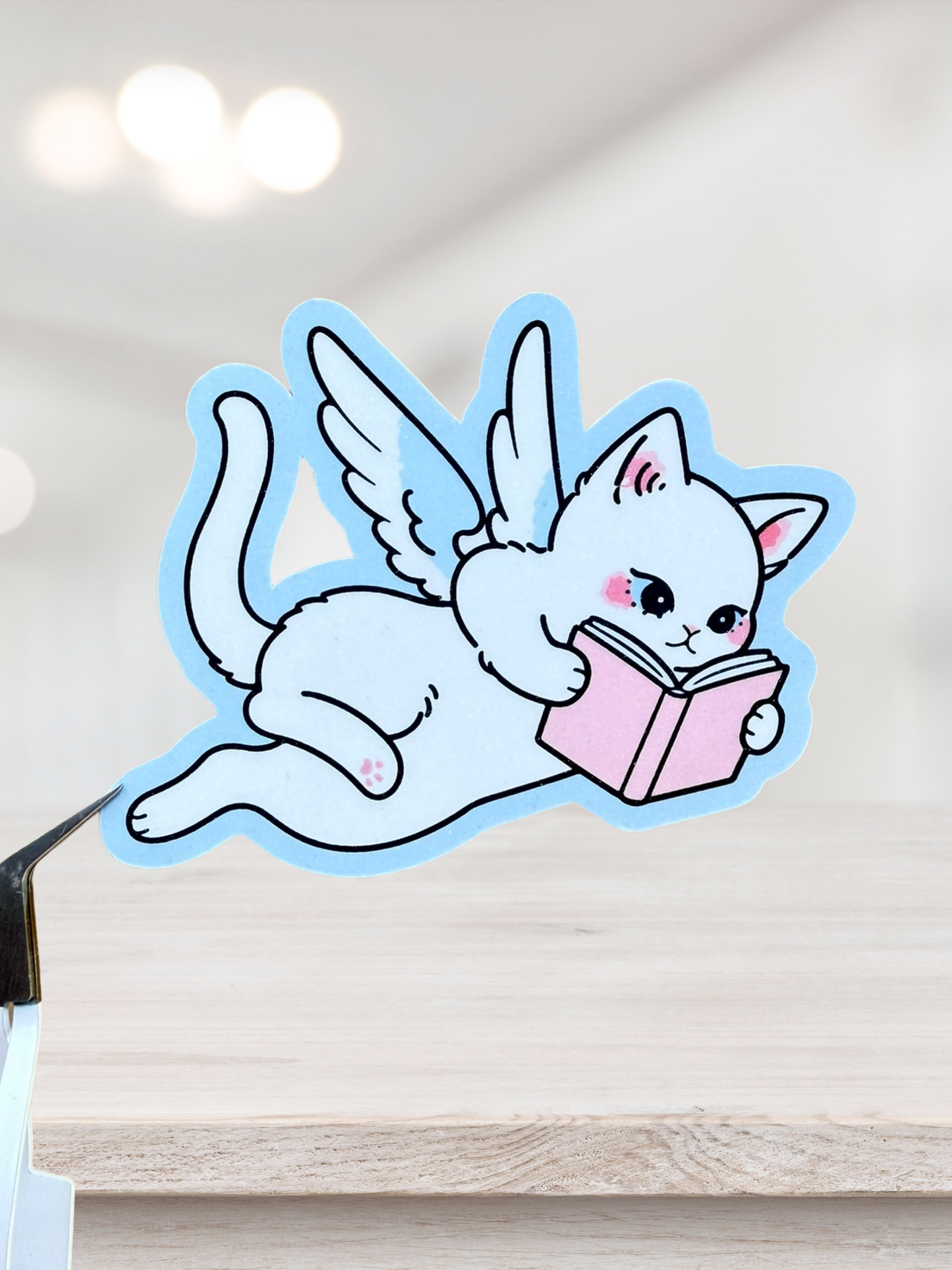 Winged Cat Reader Sticker |Bookish Cat Sticker