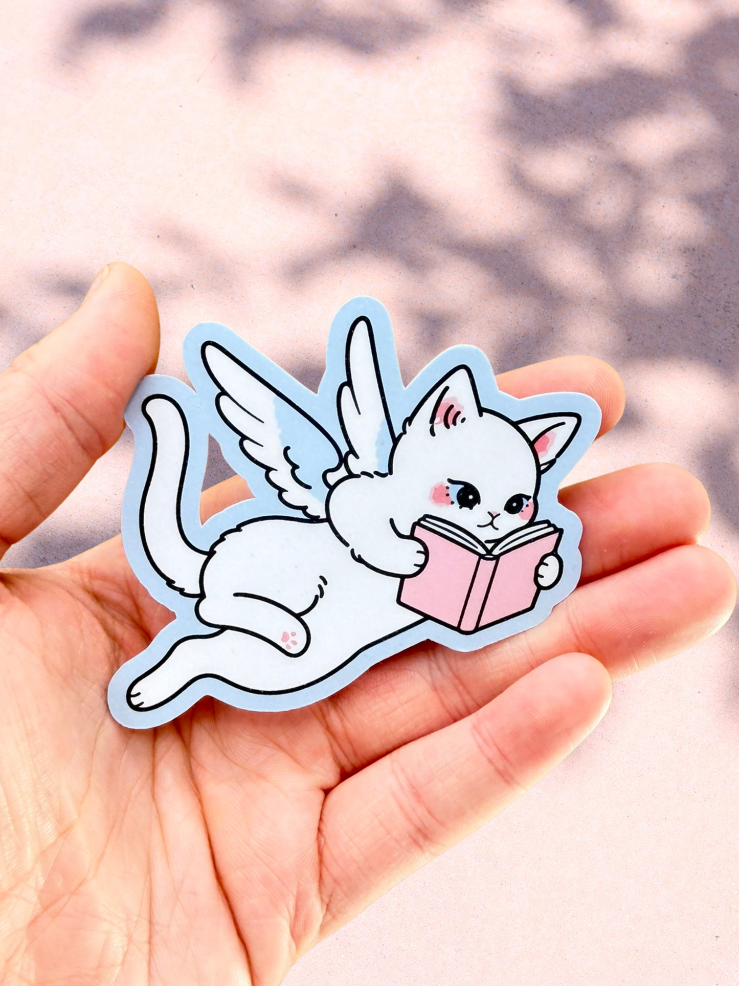 Winged Cat Reader Sticker |Bookish Cat Sticker
