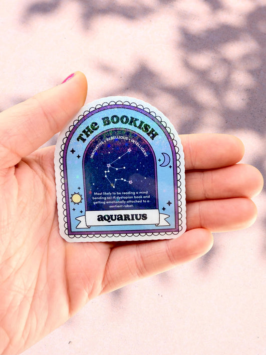 Aquarius Bookish Sticker | Zodiac Reader Sticker