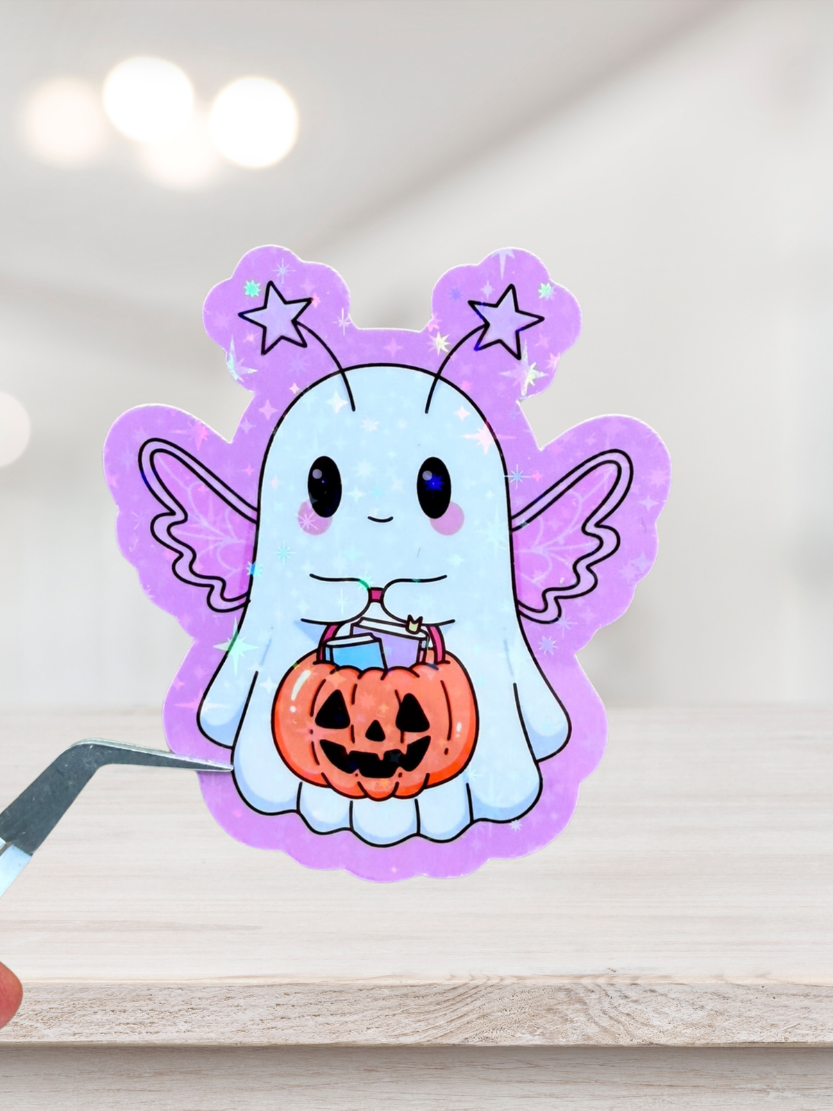 Fairy Ghost Pumpkin Sticker | Star Overlay