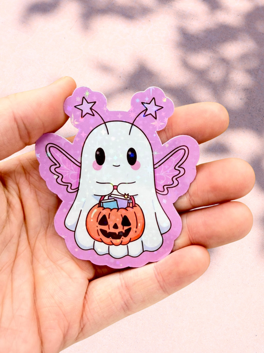 Fairy Ghost Pumpkin Sticker | Star Overlay