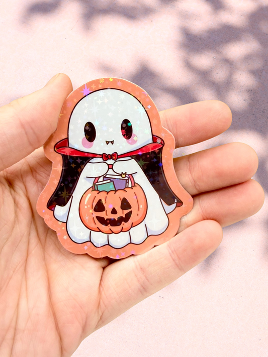 Vampire Ghost Pumpkin Sticker | Star Overlay
