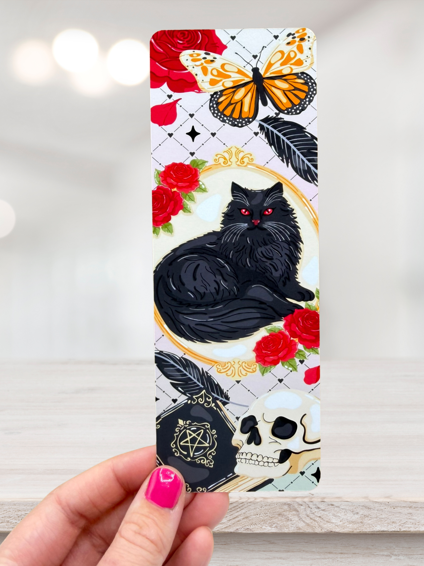 Gothic Black Cat Bookmark | Dark Academia Bookmark