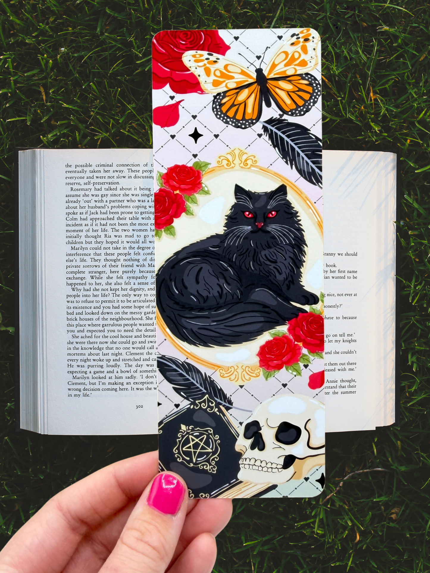 Gothic Black Cat Bookmark | Dark Academia Bookmark