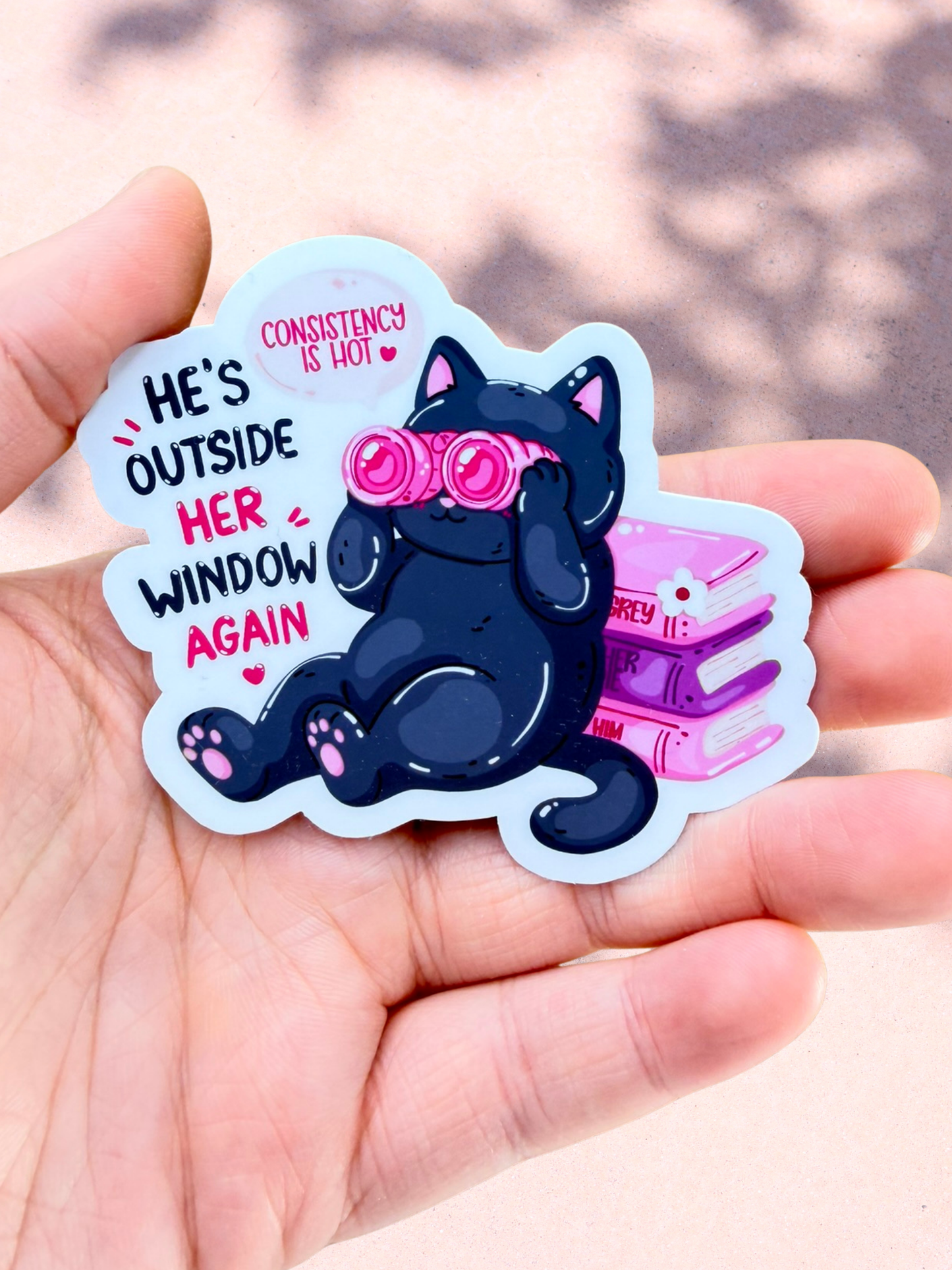 Outside Her Window Sticker | Dark Romance Cat