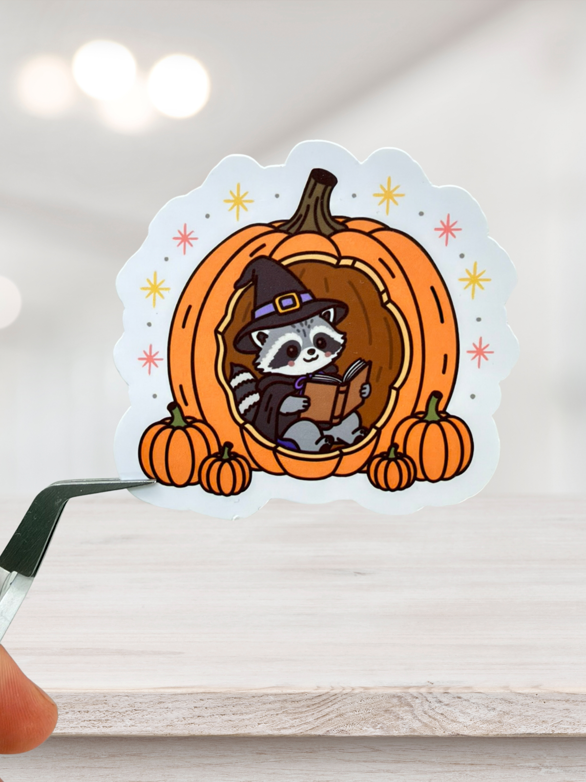 Witchy Raccoon Pumpkin | Matte Sticker