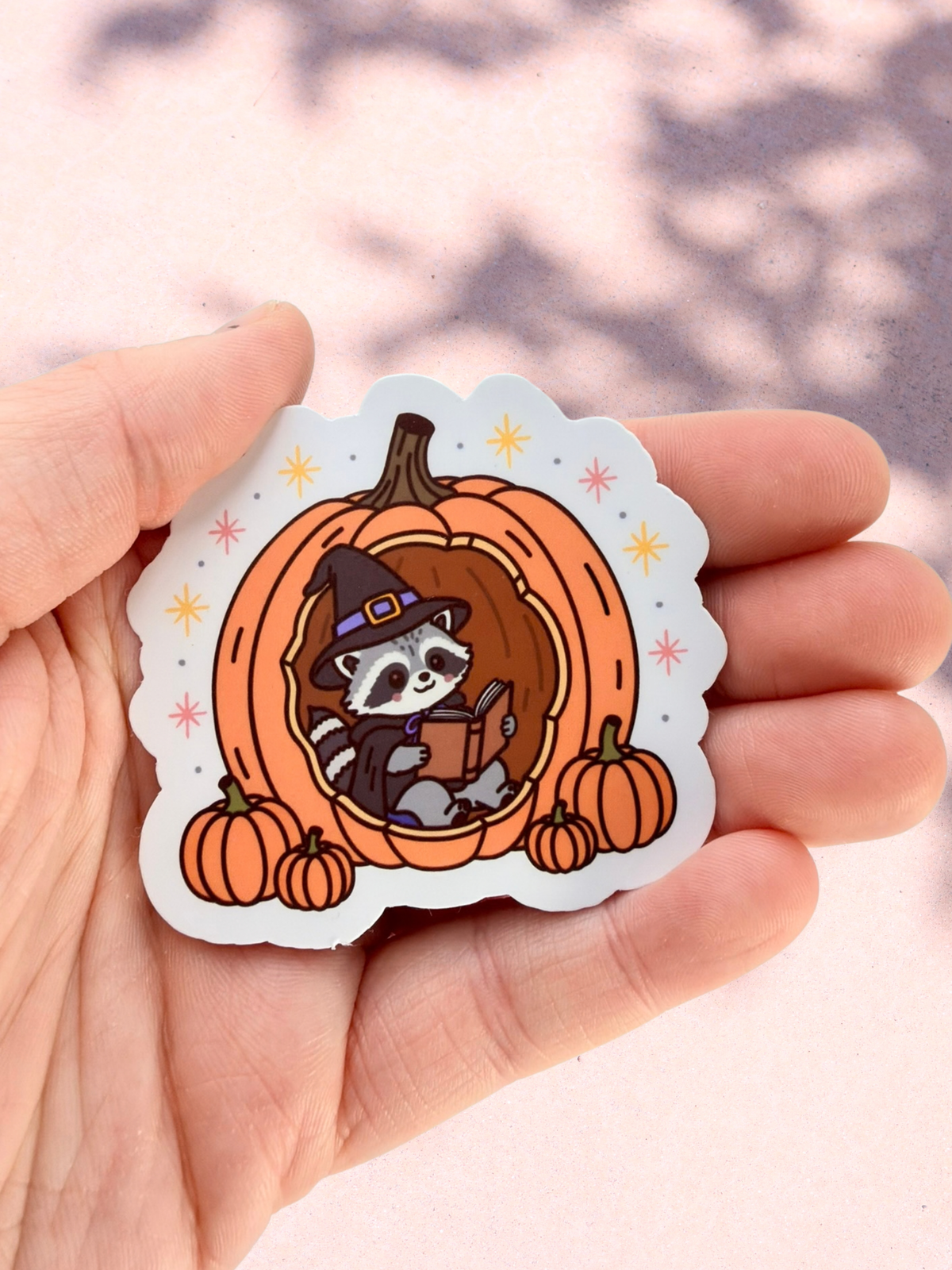 Witchy Raccoon Pumpkin | Matte Sticker