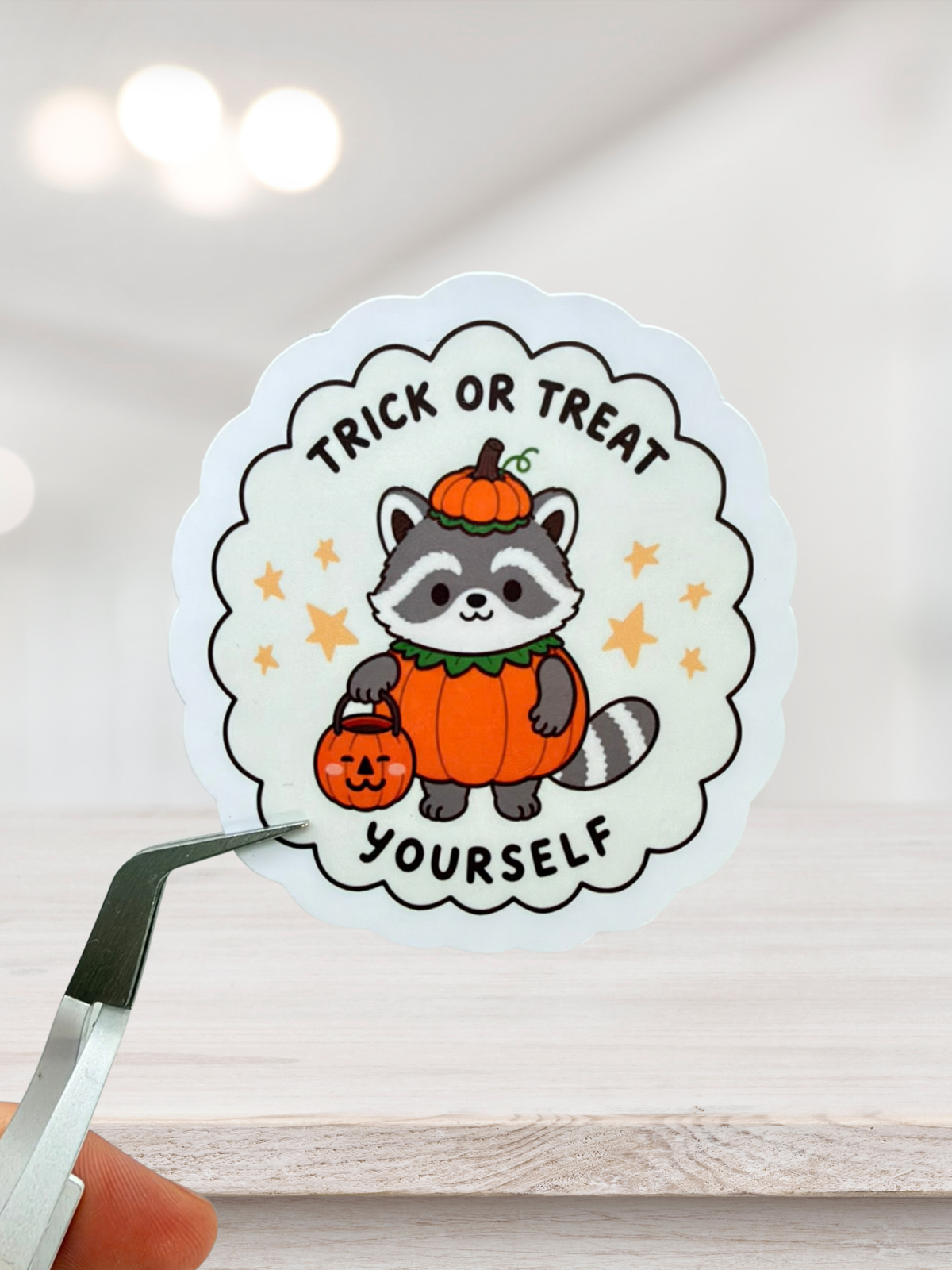 Trick or Treat Yourself Raccoon | Matte Sticker