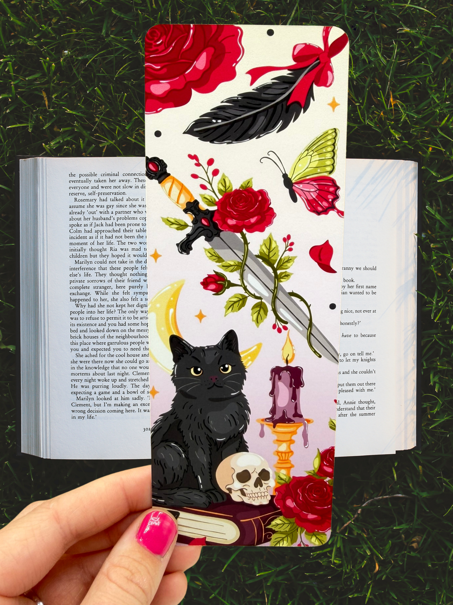 Gothic Cat Bookmark | Dark Academia Bookmark