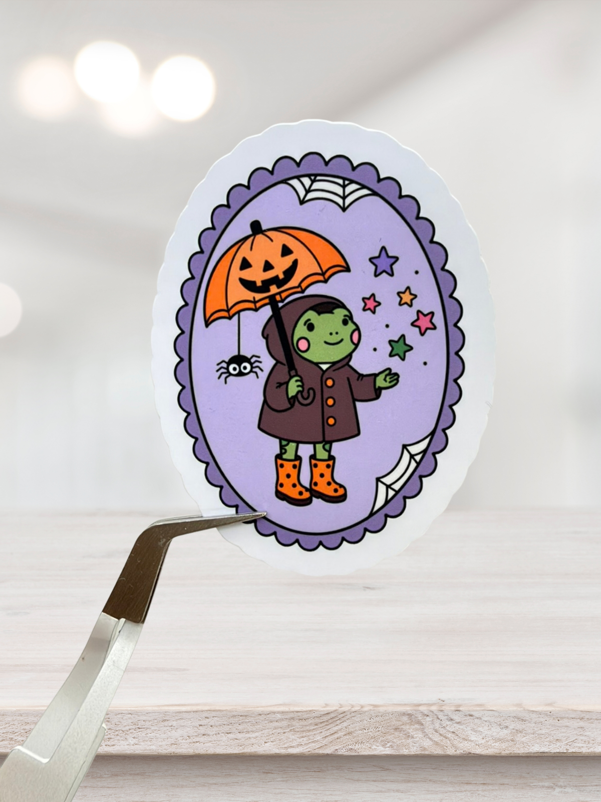 Pumpkin Umbrella Frog | Matte Sticker