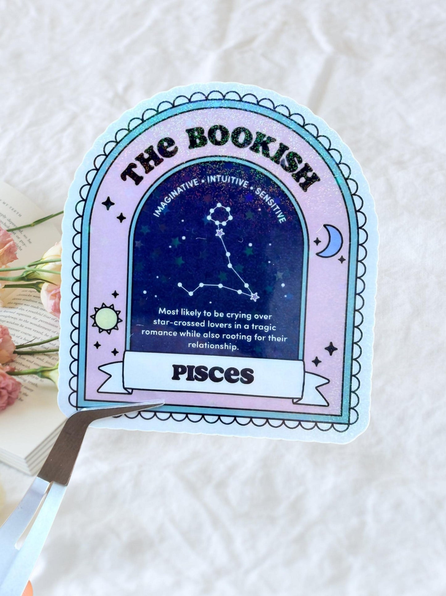 Pisces Bookish Sticker | Zodiac Reader Sticker