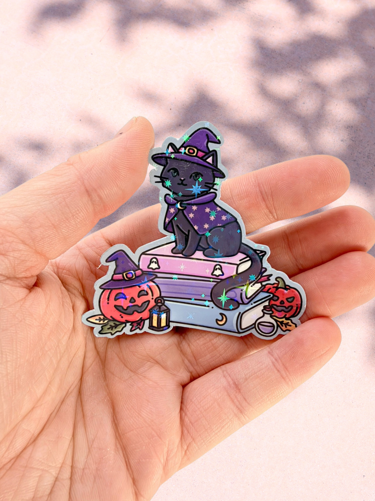 Witchy Cat Book Stack | Star Overlay Sticker
