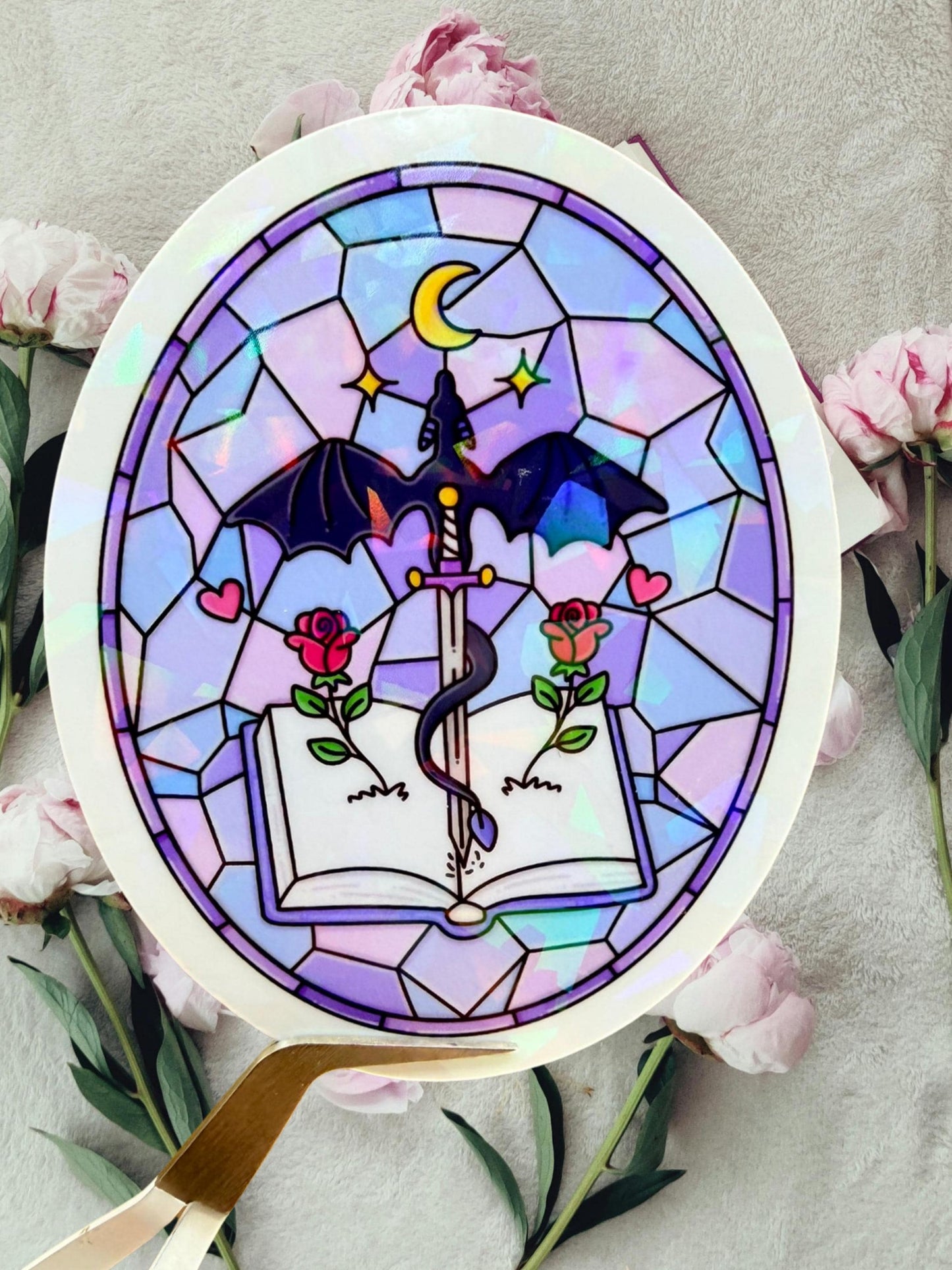 Fantasy Stained Glass Sticker | Witchy Moon Sticker