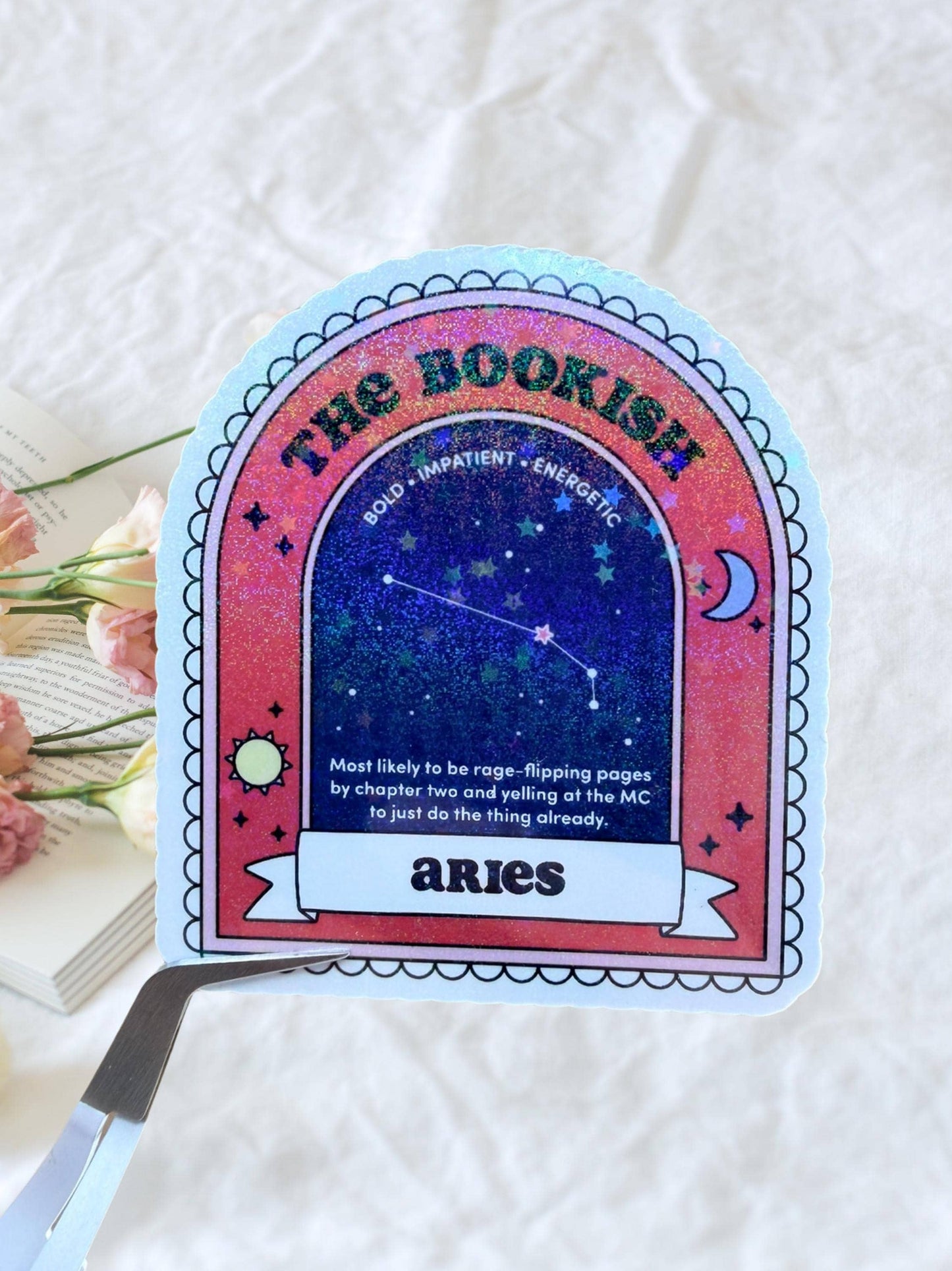 Aries Bookish Sticker | Zodiac Reader Sticker