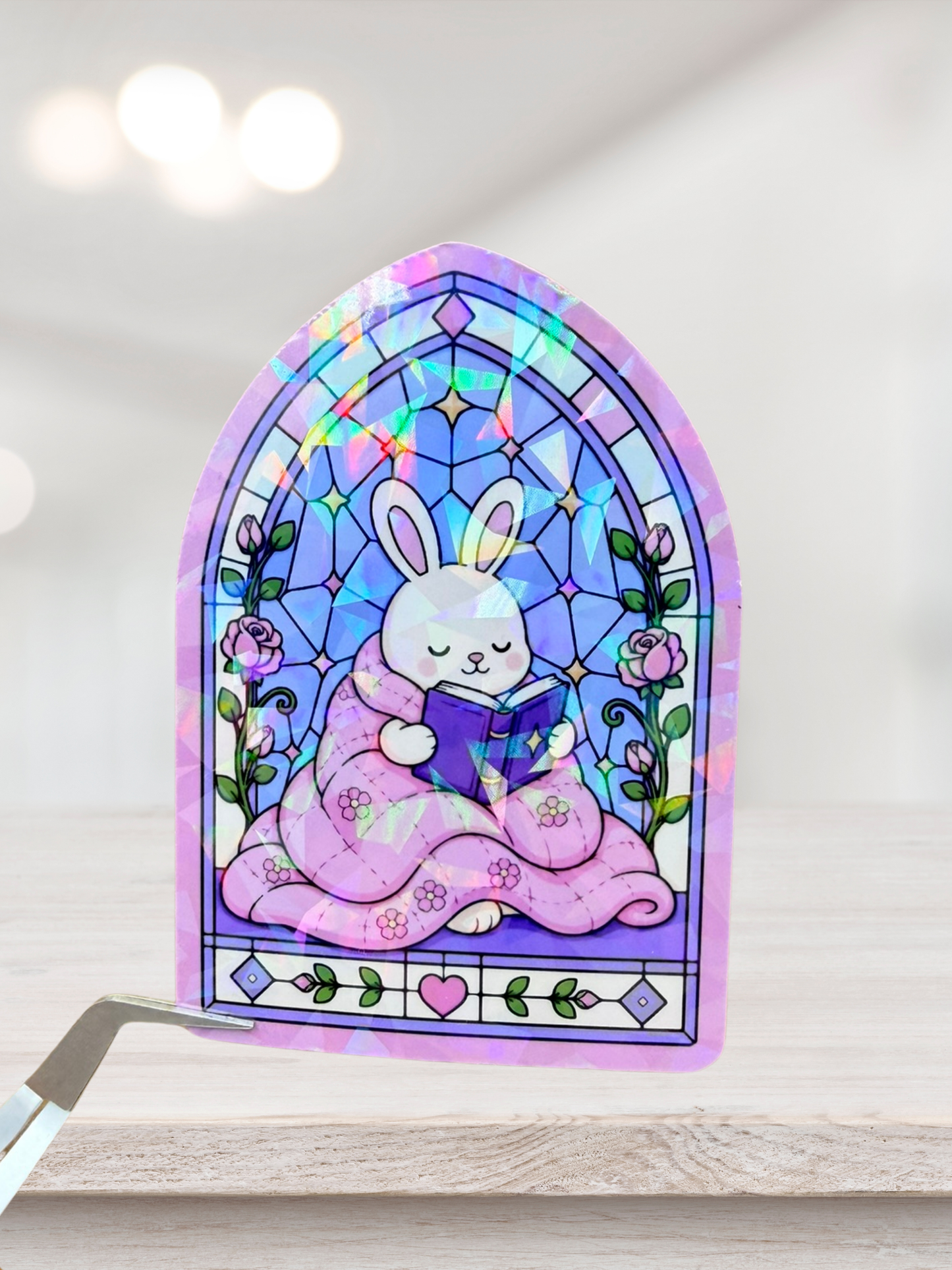 Cosy Reading Bunny | Fleck Overlay Sticker