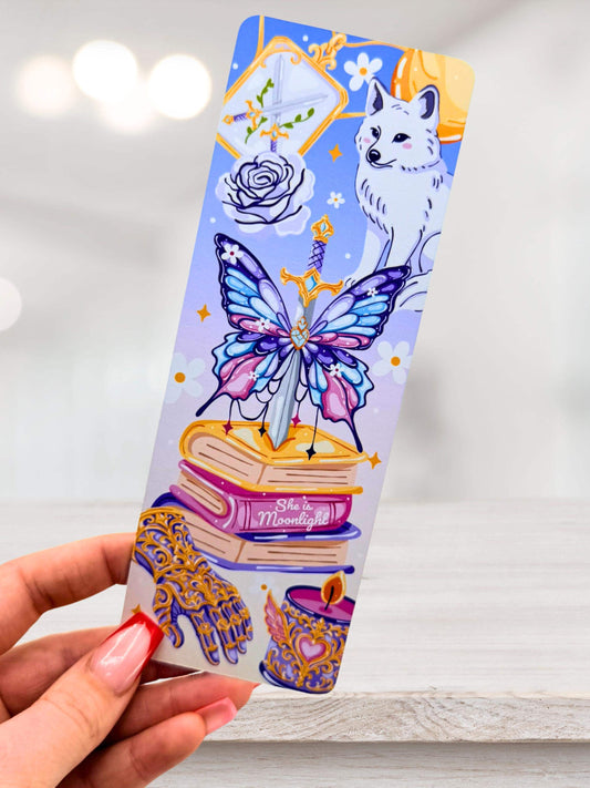 Fantasy Bookmark | Wolf & Butterfly Romantasy Bookmark