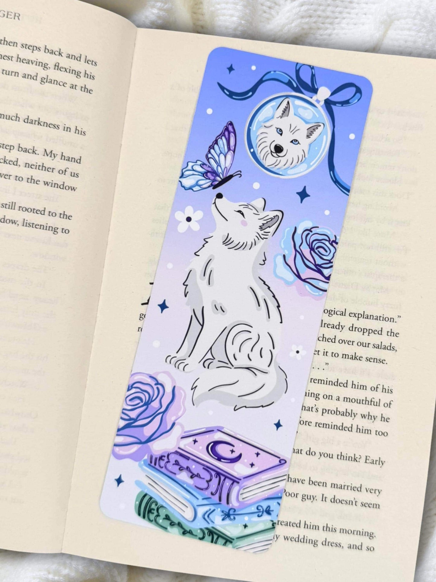 Moonlit Wolf Bookmark | Celestial Fantasy Bookmark