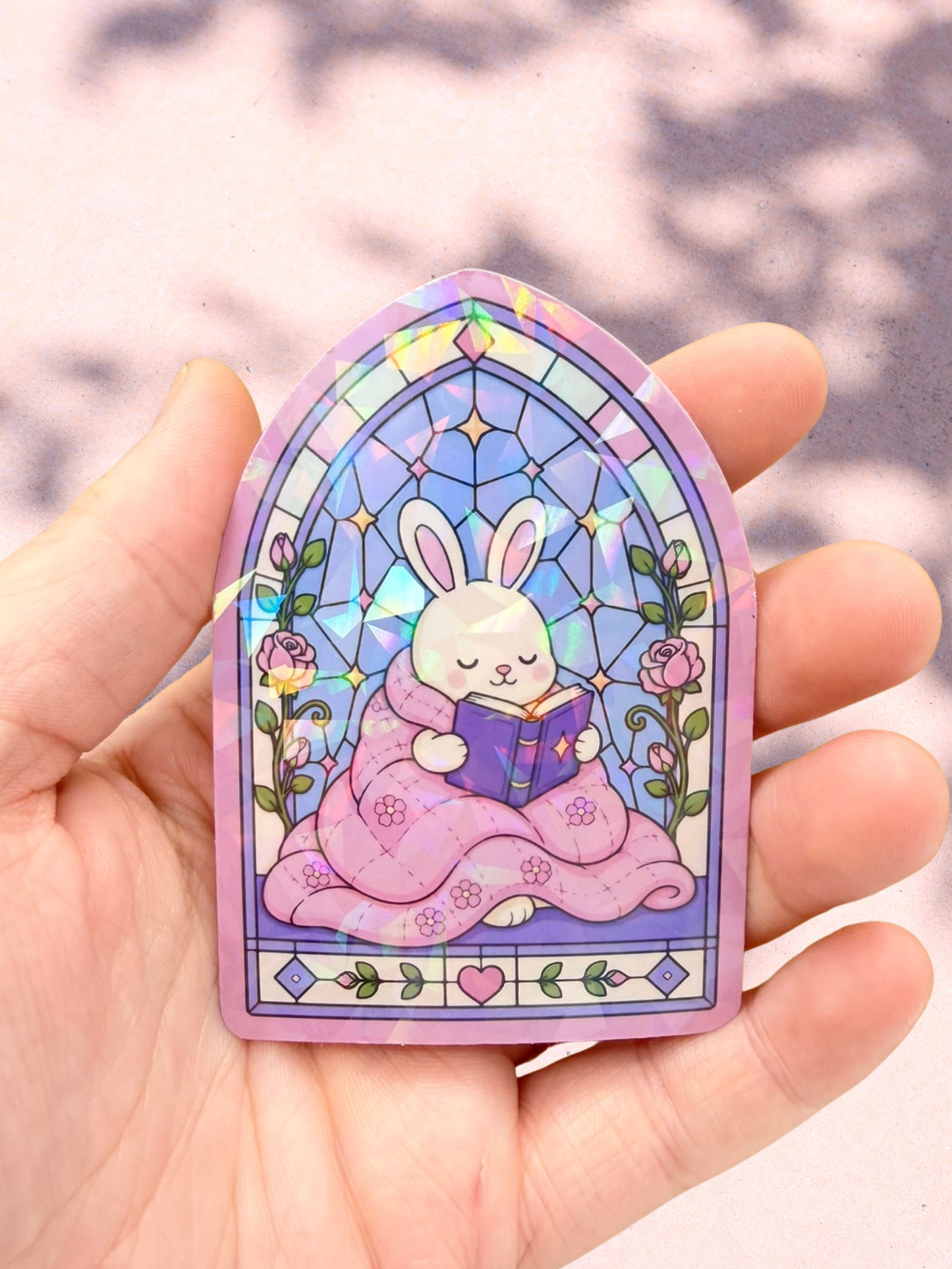 Cosy Reading Bunny | Fleck Overlay Sticker