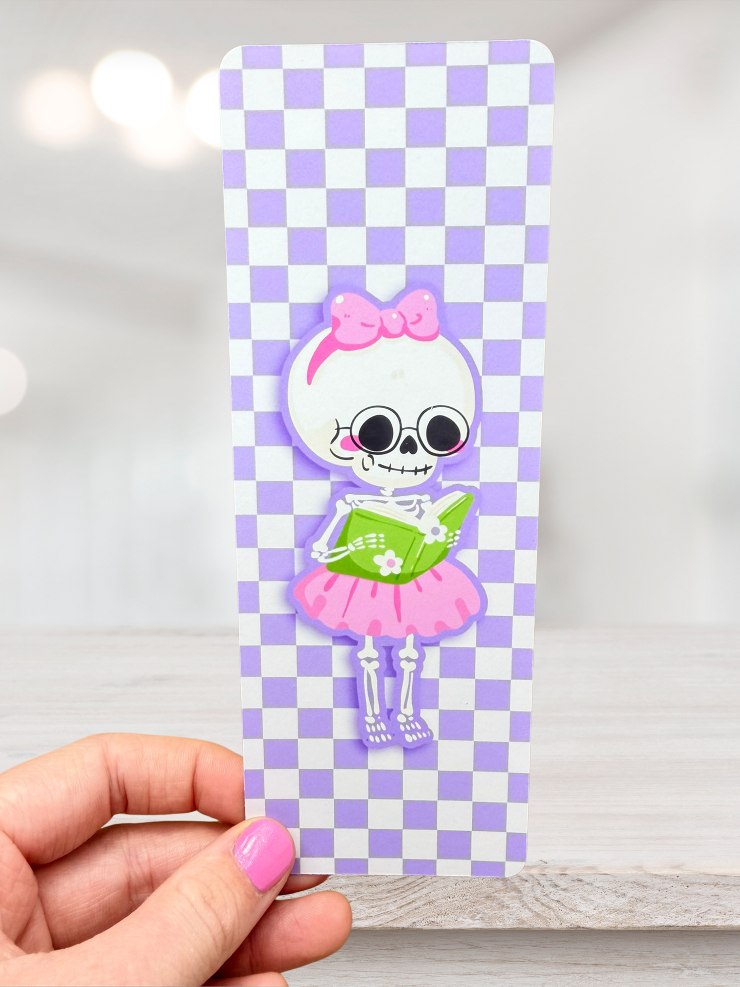 Skeleton Reader Bookmark | Purple Spooky Bookmark