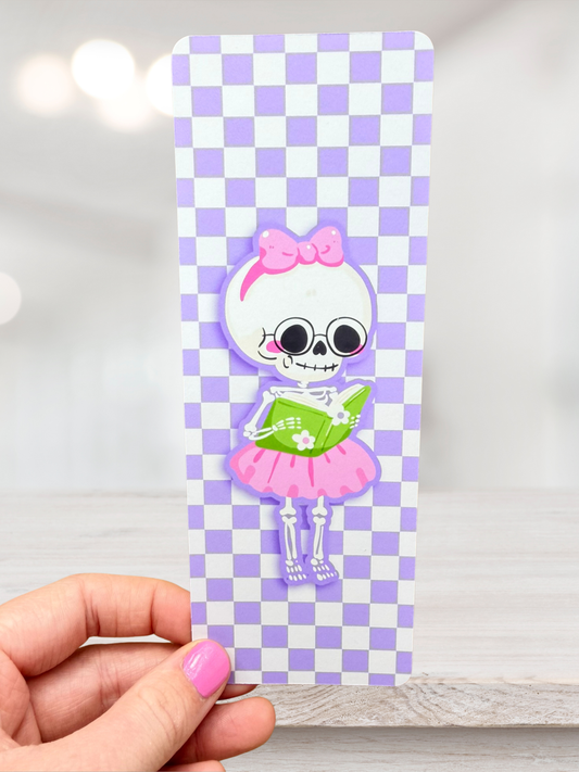Skeleton Reader Bookmark | Purple Spooky Bookmark