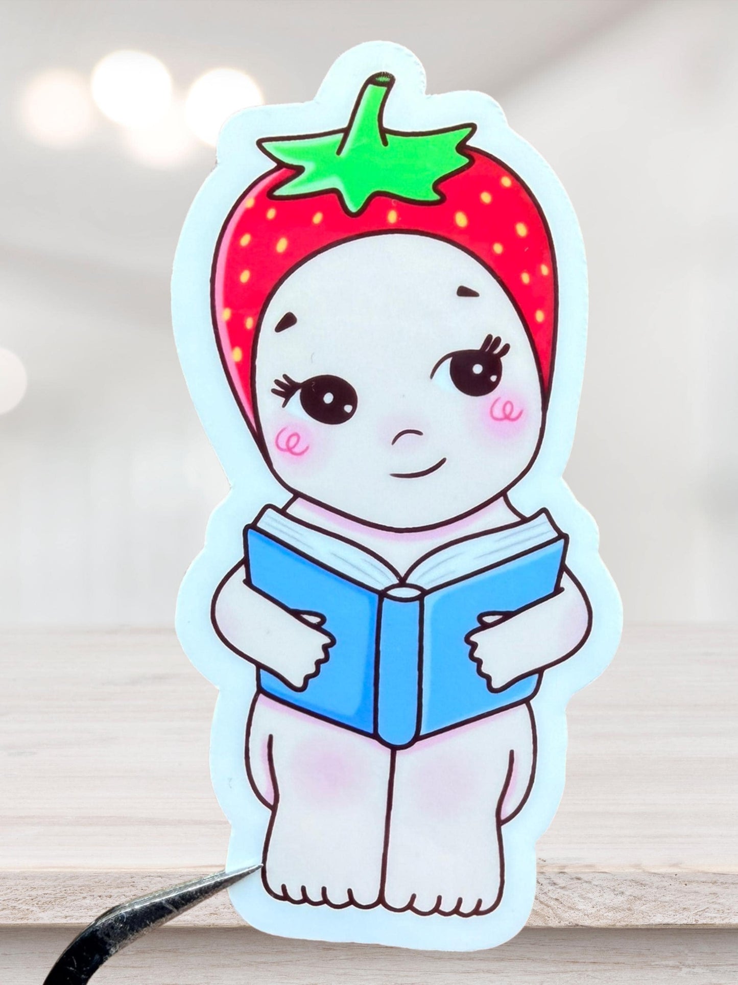 Strawberry Reading Sticker | Cute Bookish Sticker