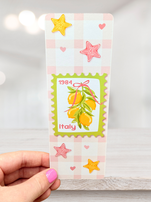 Lemon Italy Bookmark | Pink Gingham Bookmark