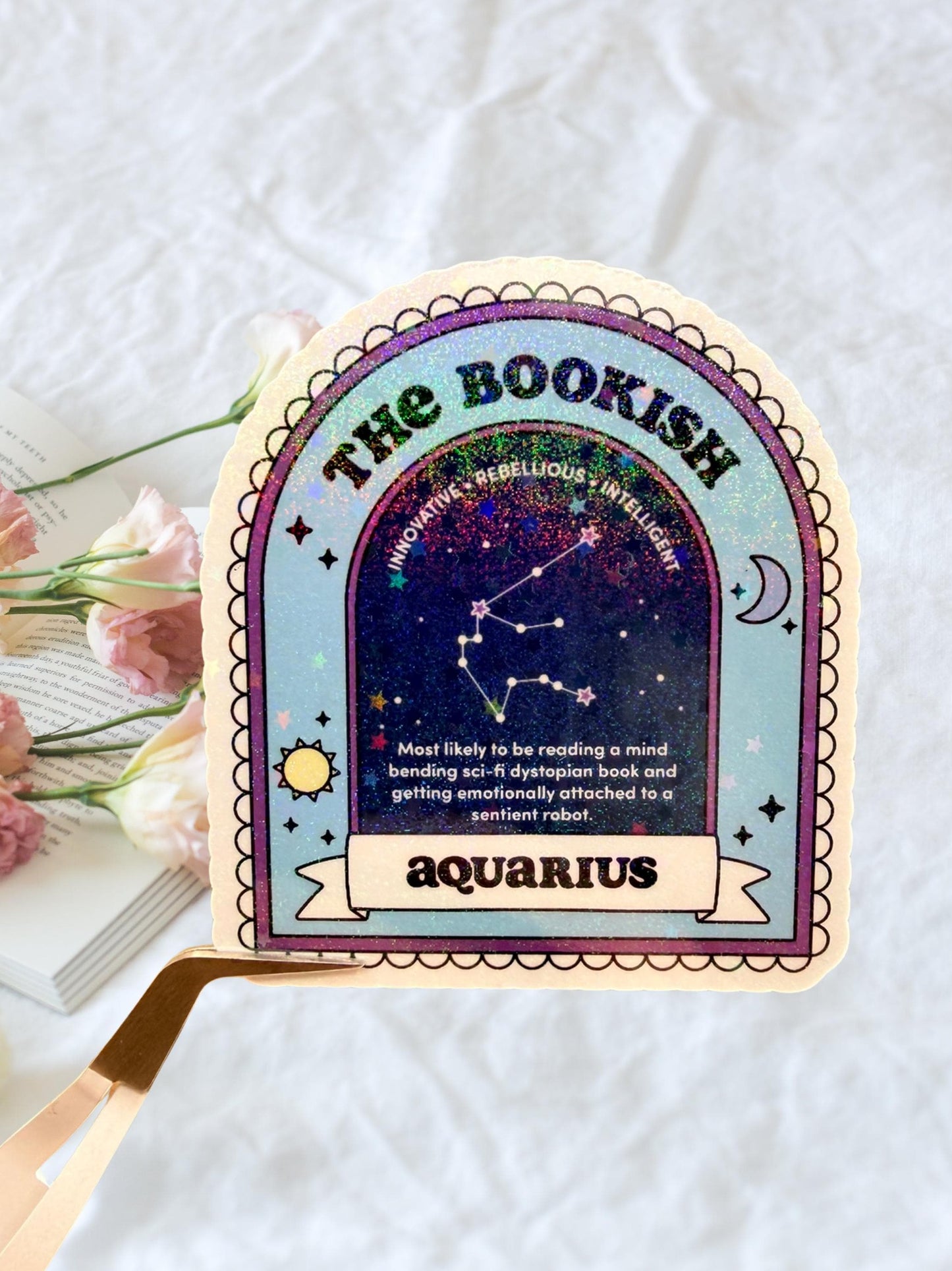 Aquarius Bookish Sticker | Zodiac Reader Sticker