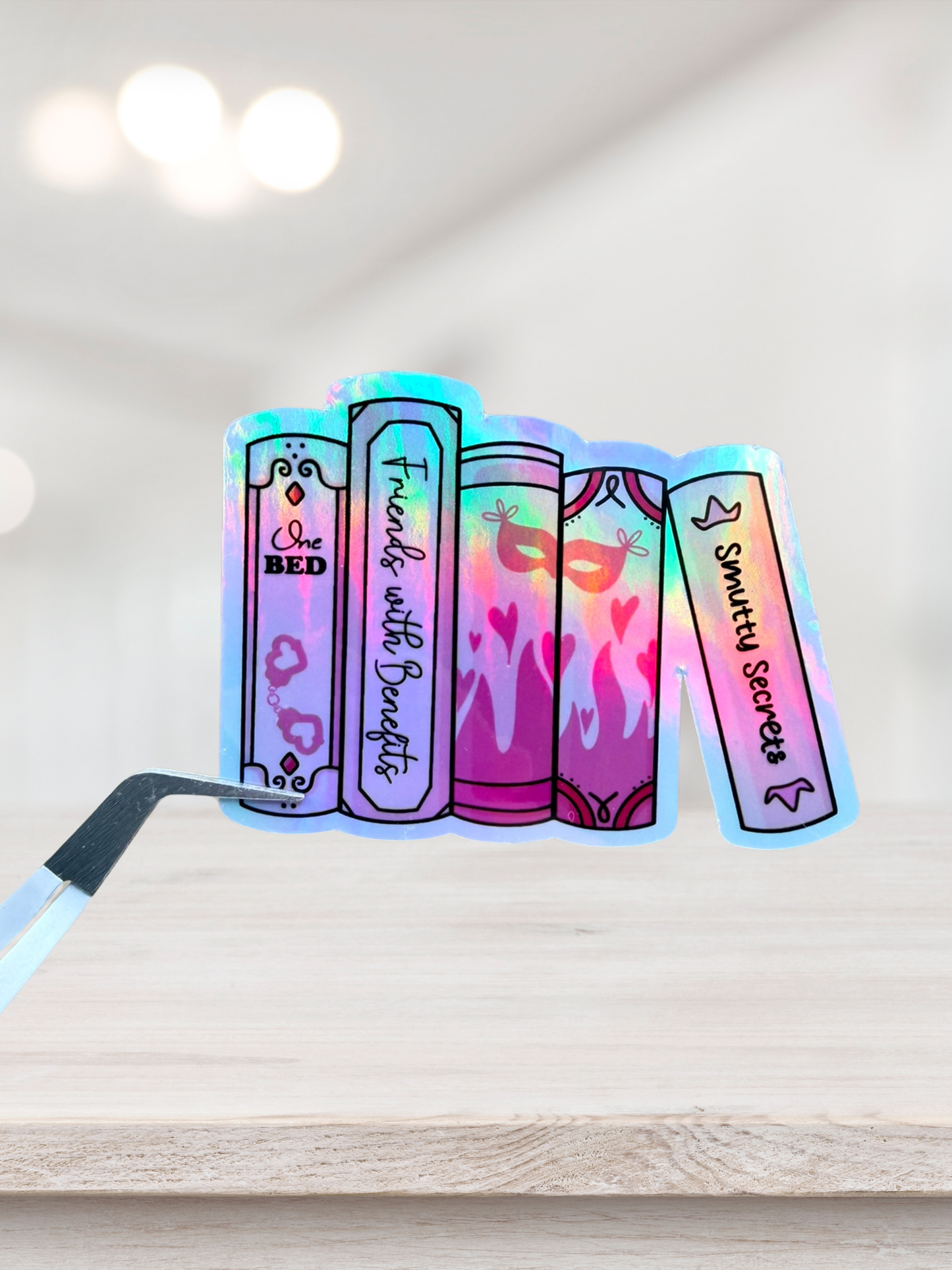 Romance Book Stack Sticker | Holographic Bookish Sticker