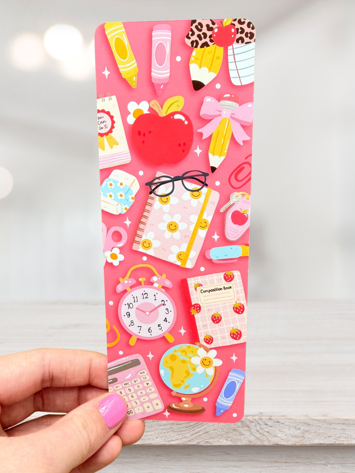 Pink Stationery Bookmark | Cute School Supplies Bookmark