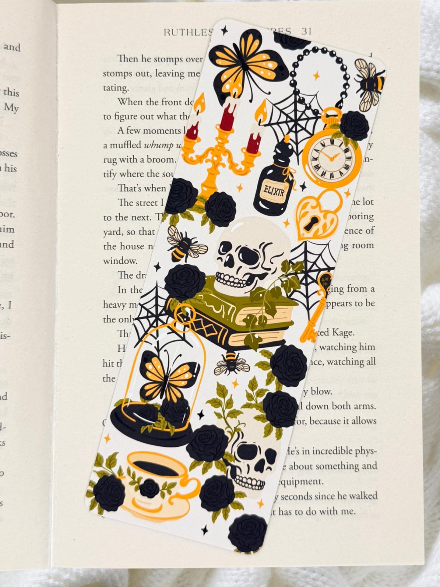 Dark Academia Bookmark | Gothic Skull Bookmark