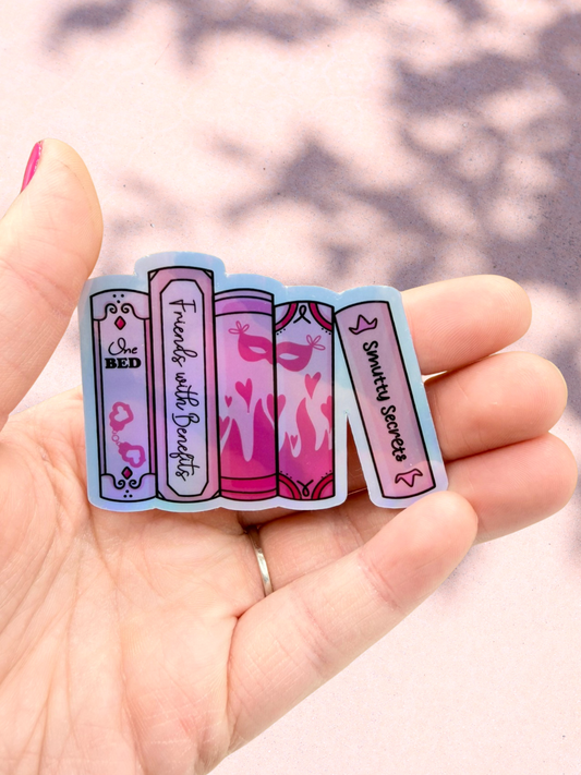 Romance Book Stack Sticker | Holographic Bookish Sticker