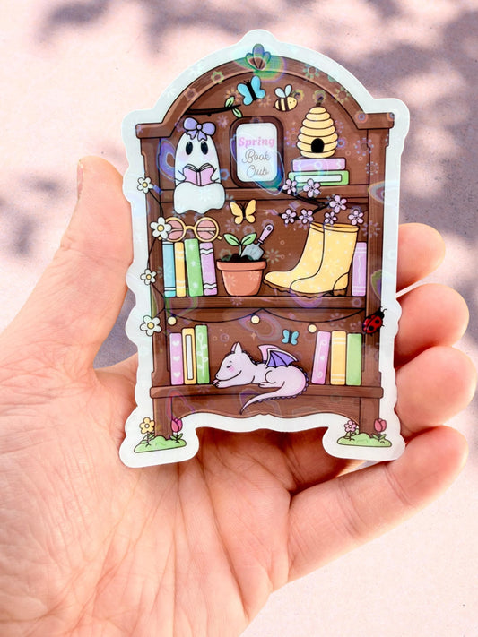 Ghost Bookshelf Sticker | Cute Bookish Ghost Sticker