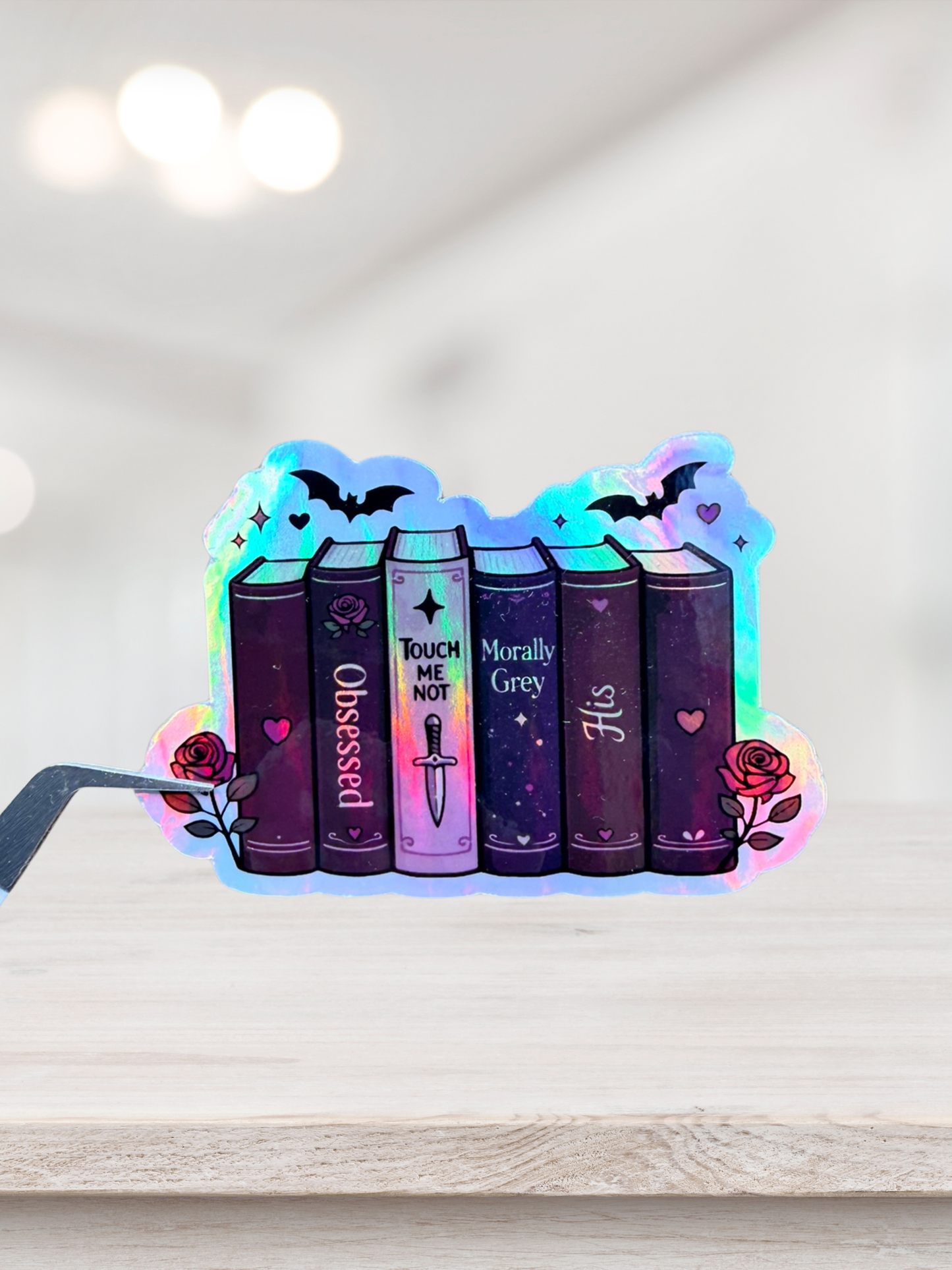 Dark Romance Book Stack Sticker | Holographic Bookish Sticker