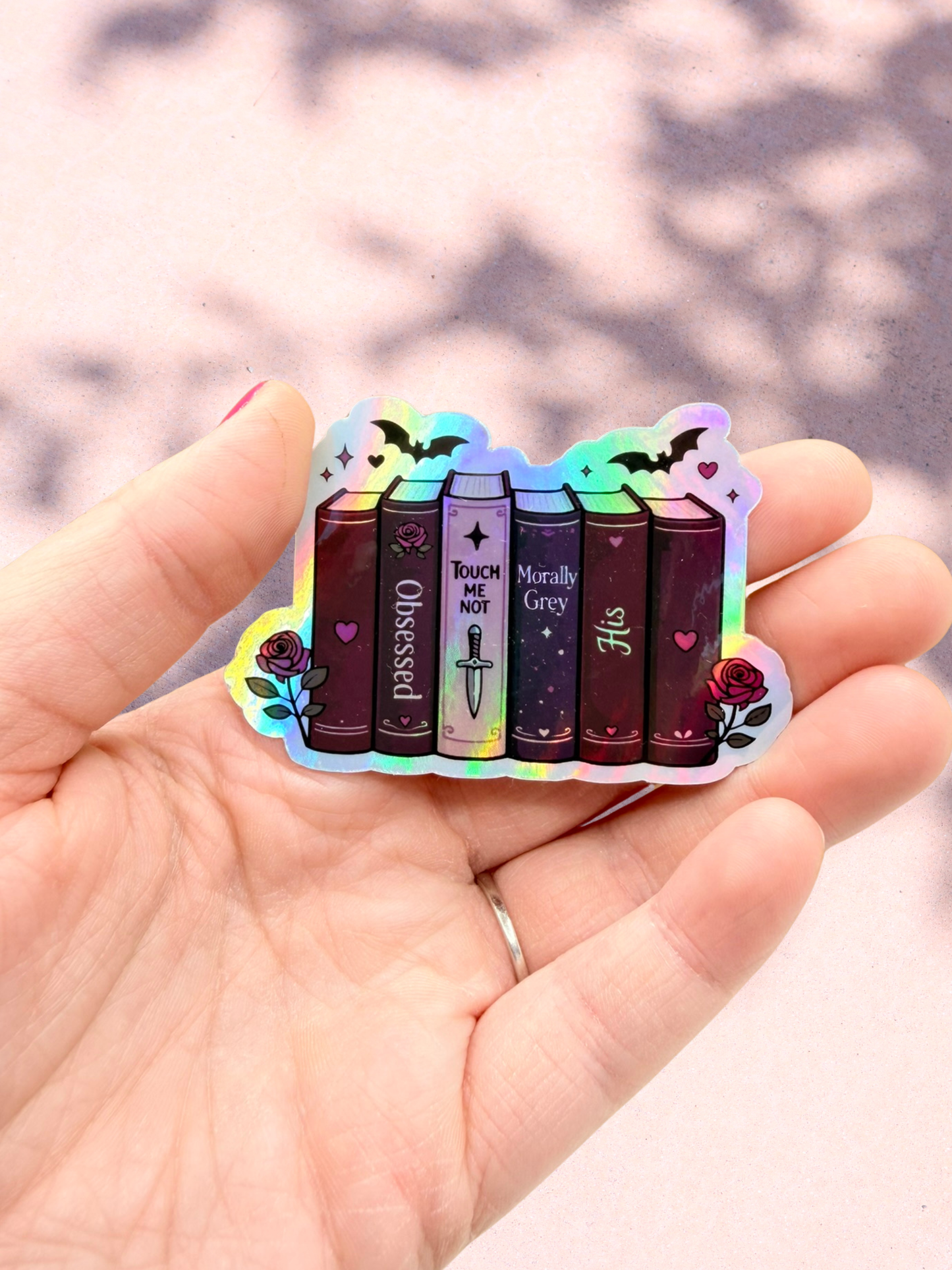 Dark Romance Book Stack Sticker | Holographic Bookish Sticker