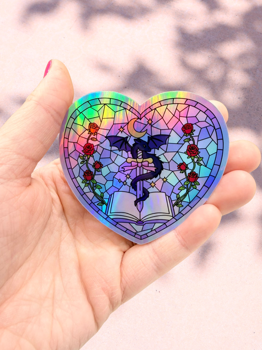 Fantasy Dragon Heart Sticker | Holographic Bookish Sticker