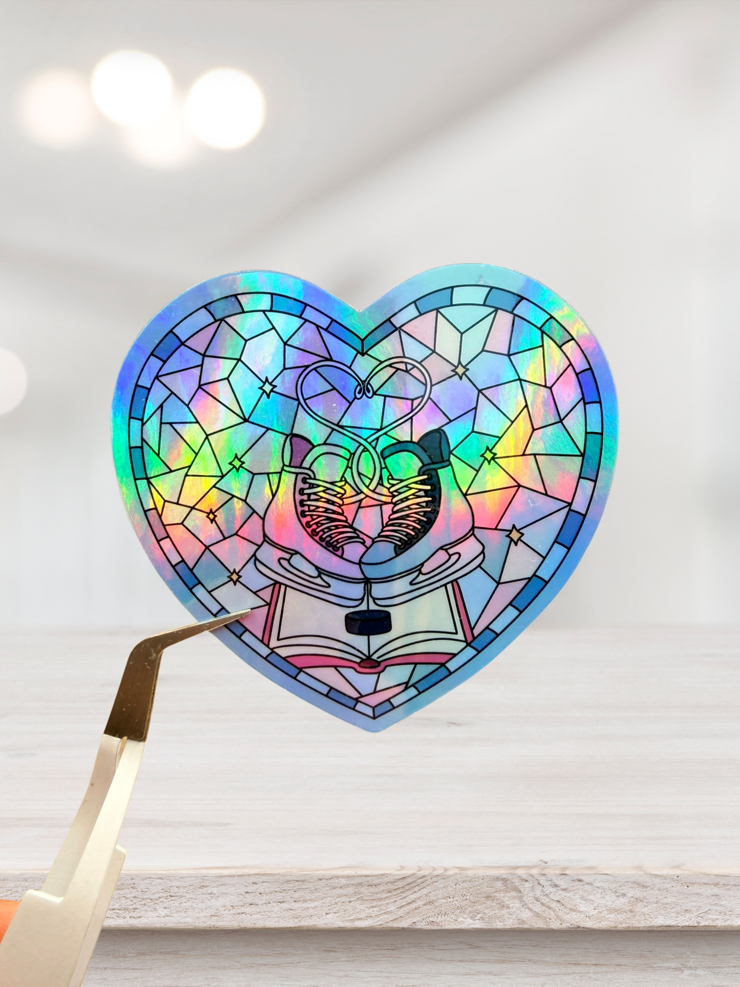 Hockey Romance Heart Sticker | Holographic Bookish Sticker