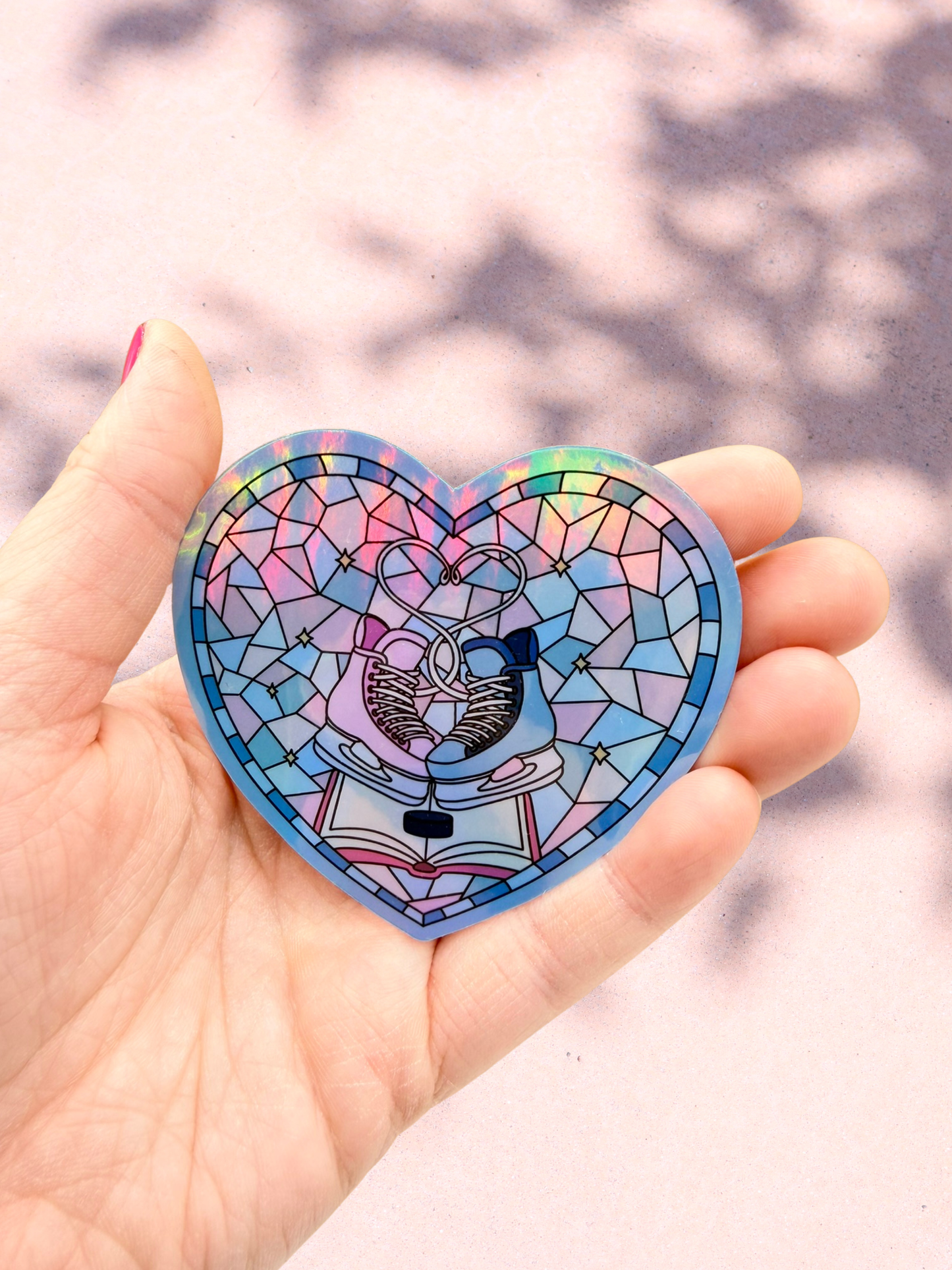 Hockey Romance Heart Sticker | Holographic Bookish Sticker