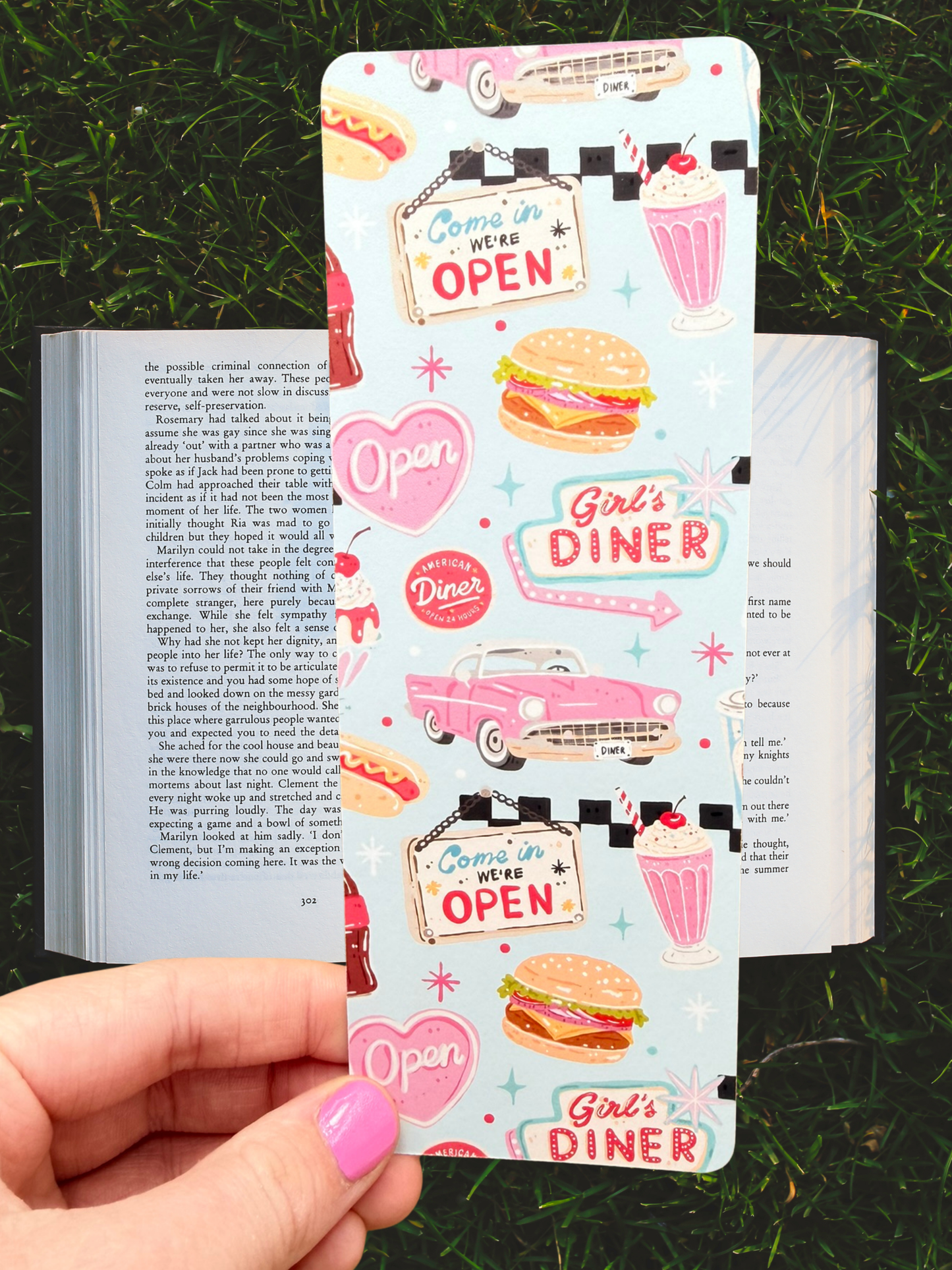 Blue Diner Bookmark | Retro American Diner Bookmark