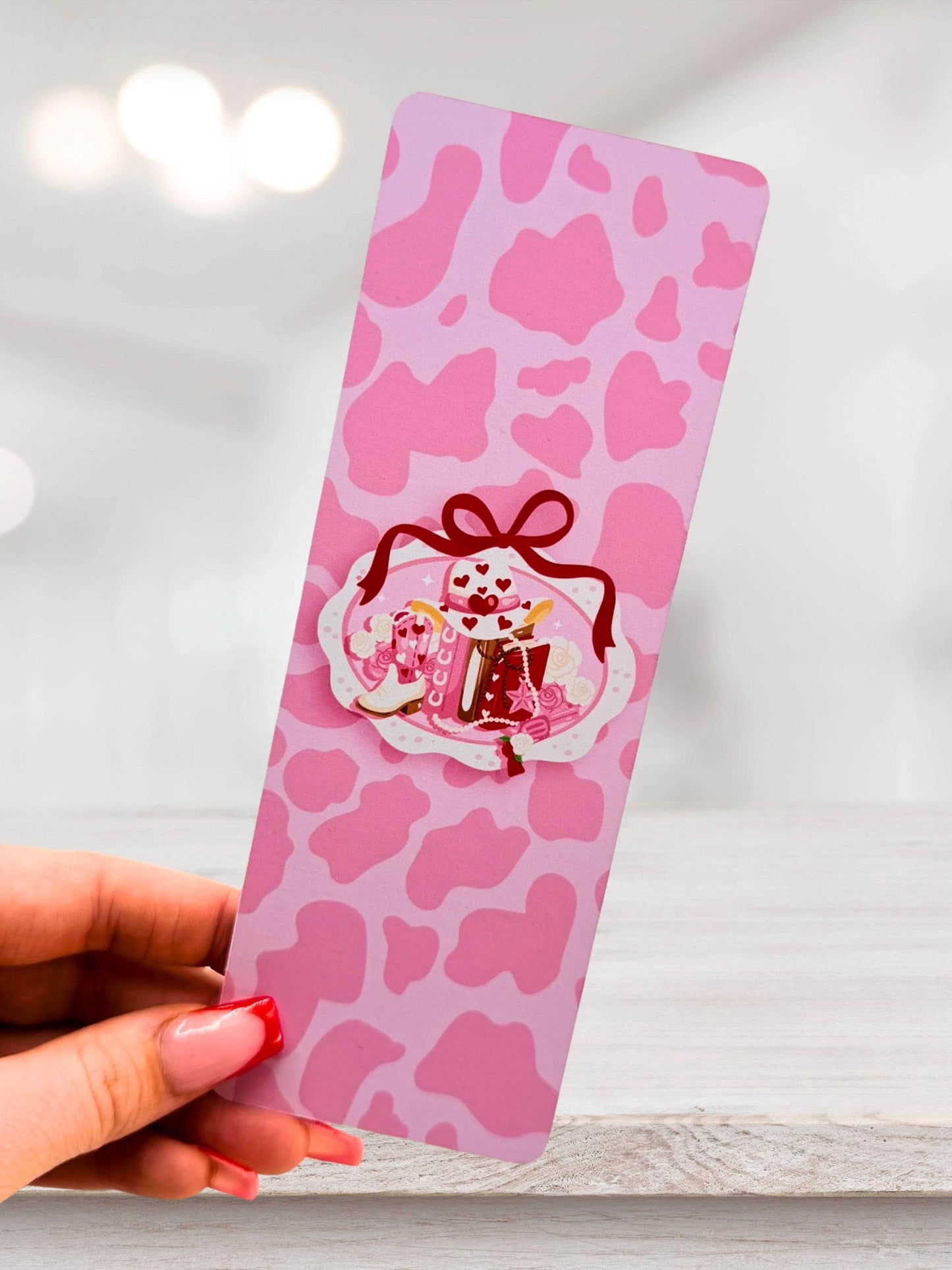 Pink Cow Print Bookmark | Cowgirl Aesthetic Bookmark