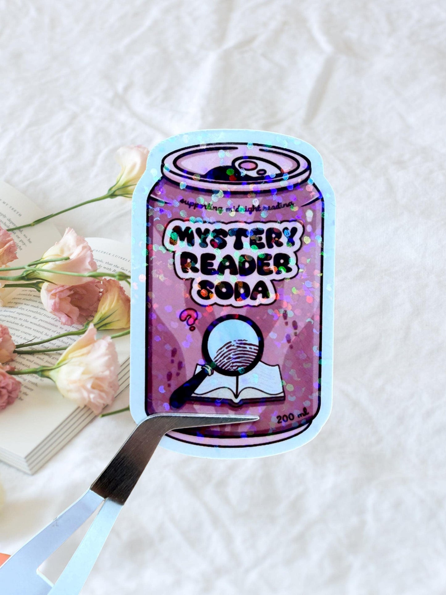 Mystery Reader Soda Sticker | Detective Bookish Sticker