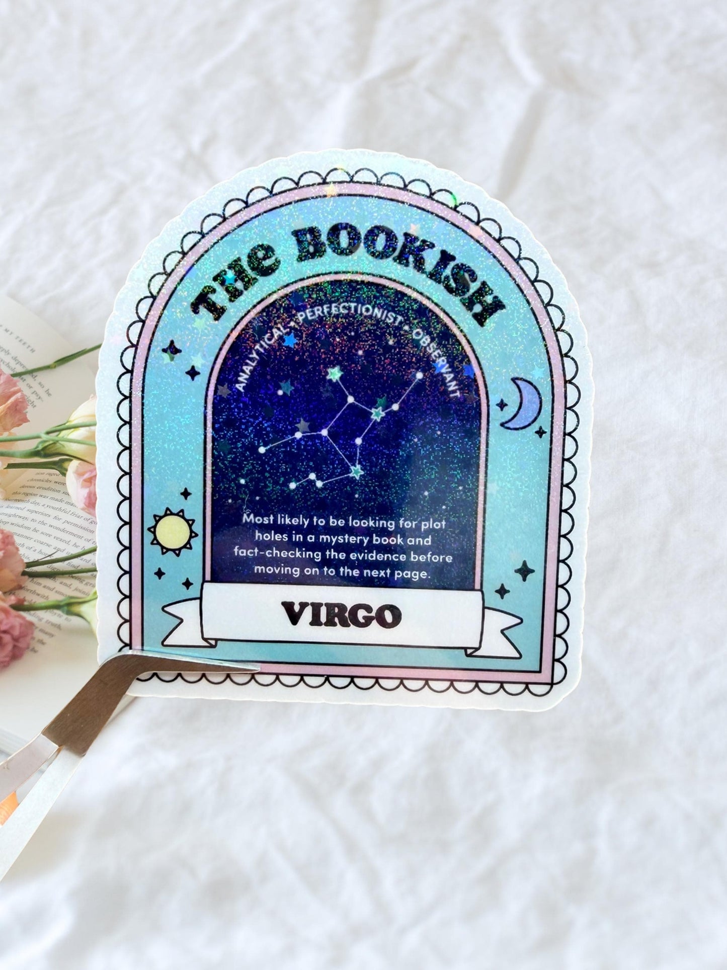 Virgo bookish sticker, zodiac reader sticker, astrology sticker, zodiac bookish sticker, reader gift, astrology gift