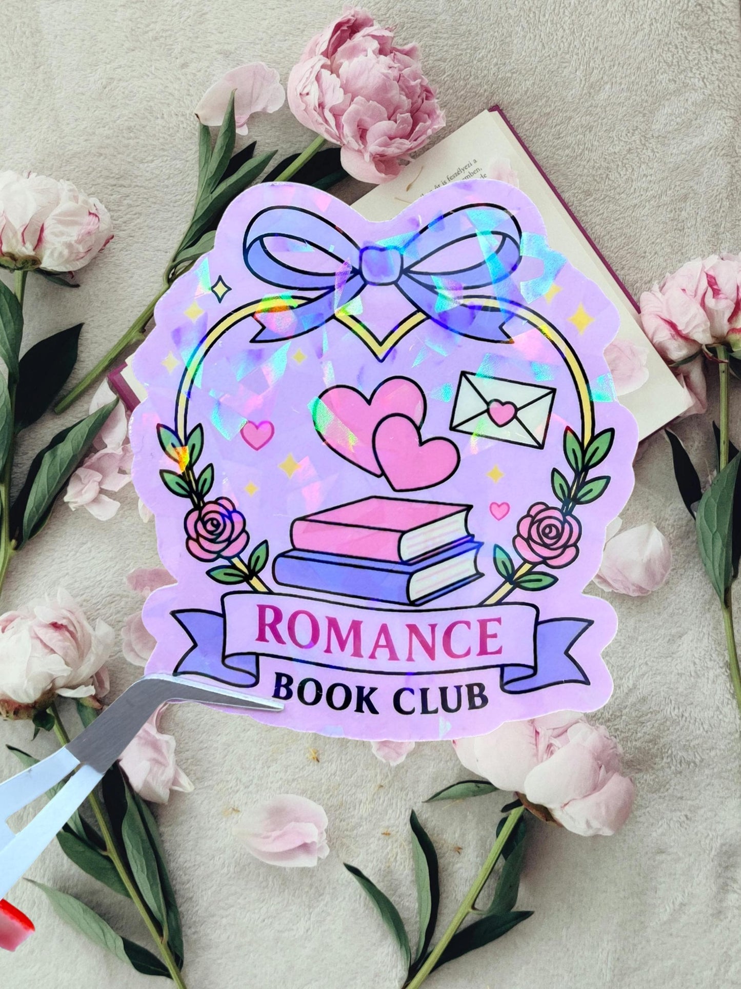 Romance book club sticker | romance reader sticker | holographic bookish sticker