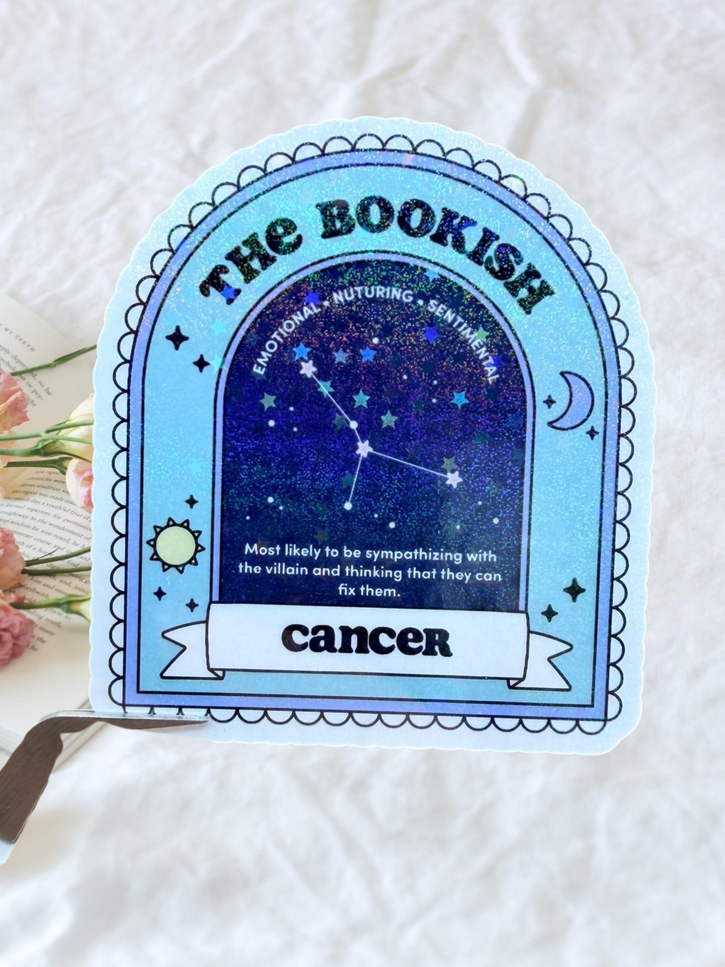 Cancer Bookish Sticker | Zodiac Reader Sticker